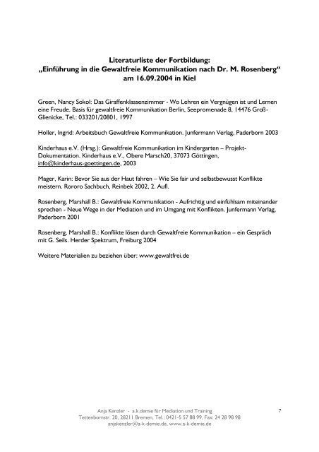 "Gewaltfreie Kommunikation" vom 17. September 2004 (.pdf 83 kb)