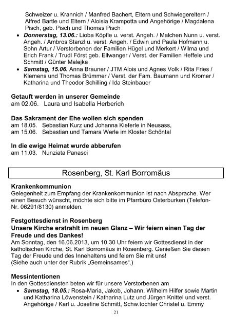 Maiandachten - Seelsorgeeinheit Adelsheim-Osterburken-Seckach