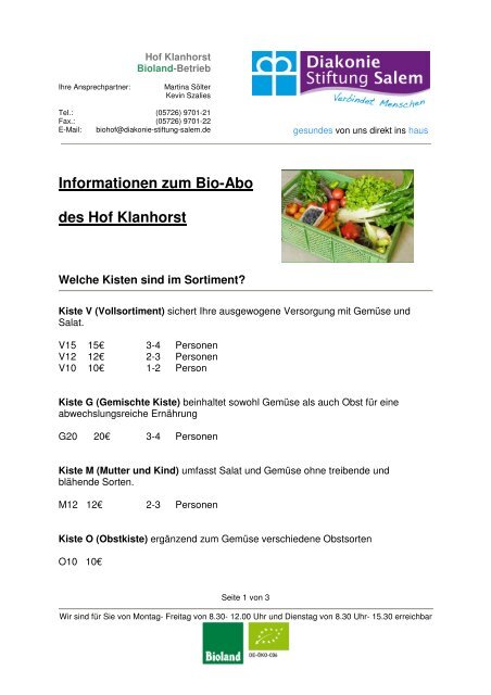 1-Informationen zum Bio-Abo - Diakonie Stiftung Salem