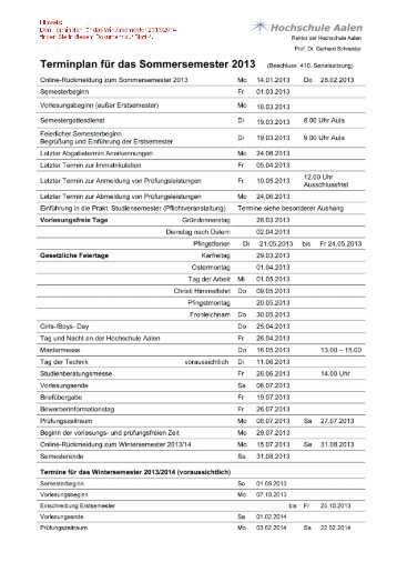 Semesterplan - Hochschule Aalen