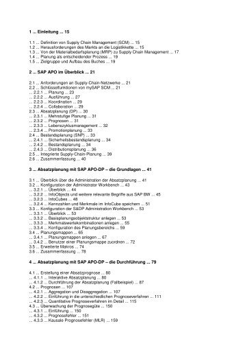 1 ... Einleitung ... 15 2 ... SAP APO im Überblick ... 21 3 ...