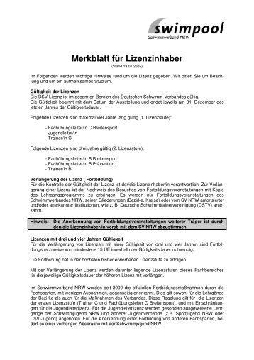 Merkblatt für Lizenzinhaber