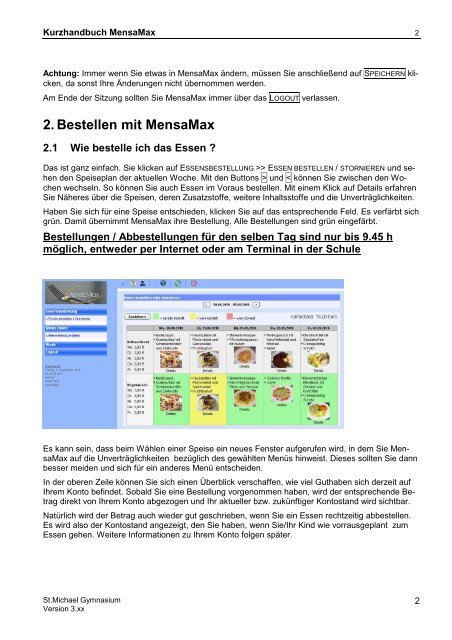 Kurzanleitung für HP Version 3xx 100912 - St. Michael Gymnasium