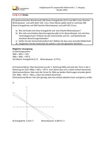 V 2-B, C, D Drinks Ein gastronomischer Betrieb kauft 300 ... - LMath