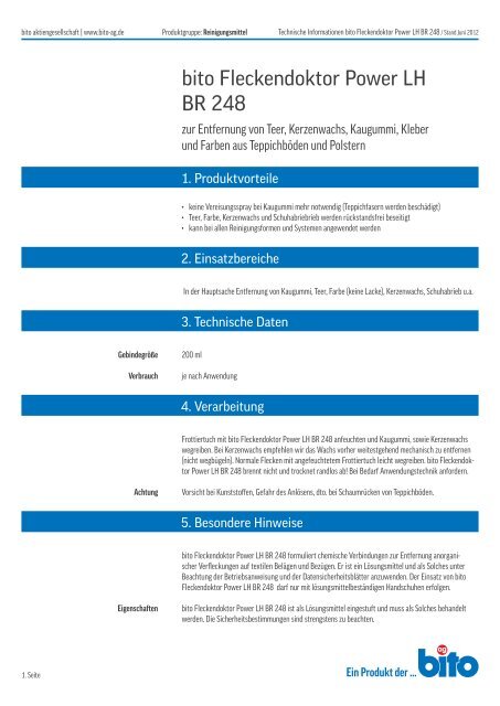 Technisches Datenblatt BR 248 - Bito AG