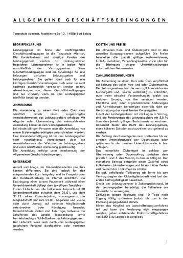 allg. geschäftsbedingungen - Tanzschule Mierisch