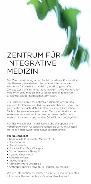 Allgemeine Informationen für Patienten - Therme Wien Med