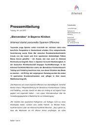 Vollständige Pressemitteilung - Benedictus Krankenhaus Tutzing
