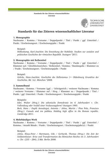 Standards für das Zitieren wissenschaftlicher ... - Alte Geschichte