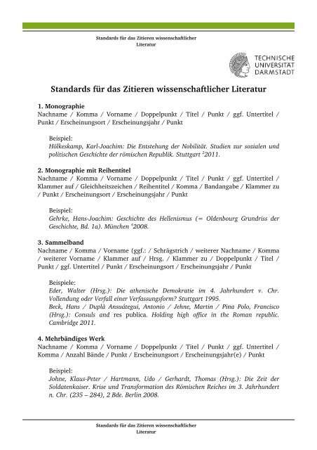 Standards für das Zitieren wissenschaftlicher ... - Alte Geschichte