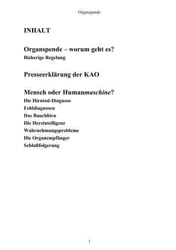 Organspende – worum geht es? - Stimme der Vernunft