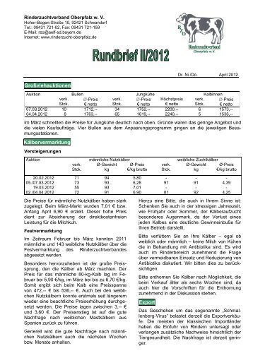 Rundbrief II / 2012 - Rinderzuchtverband Oberpfalz e.V.