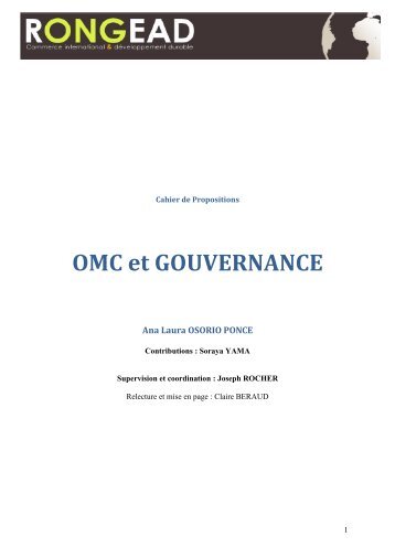 PLAN DETAILLE : OMC ET GOUVERNANCE - Rongead