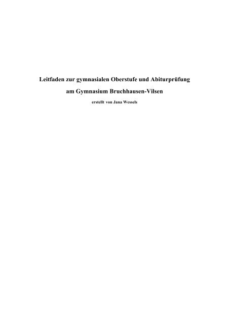 Leitfaden zur gymnasialen Oberstufe und Abiturprüfung