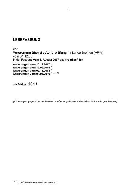Abitur-Verordnung (AP-VO) - Schulportal Bremerhaven