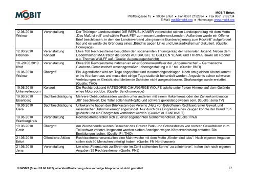 2010 Chronik rechtsextremer Aktivitäten in Thüringen - mobit.org