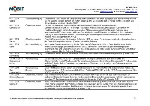 2010 Chronik rechtsextremer Aktivitäten in Thüringen - mobit.org