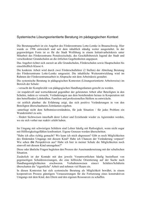 Systemische Beratung im pädagogischen Kontext - Grundschule Alt ...