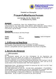 Frauenfußballausschusses - JHG Nordwest-Mitte