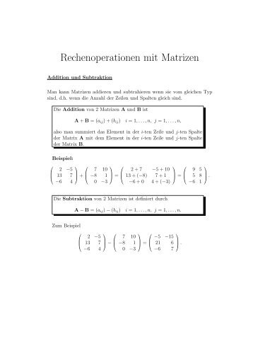 Rechenoperationen mit Matrizen - Mathe Online
