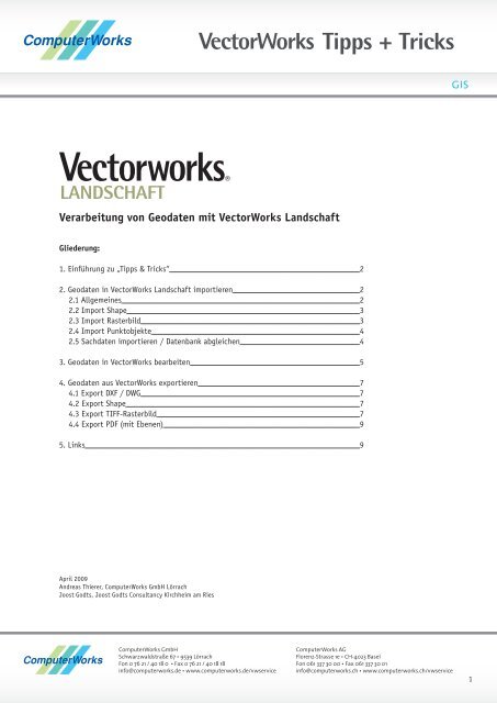 Vectorworks Landschaft Tipps & Tricks GIS - ComputerWorks