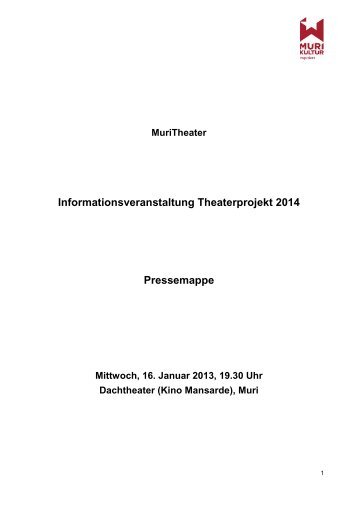 Pressemappe Infoveranstaltung 16.1.2013 - Murikultur