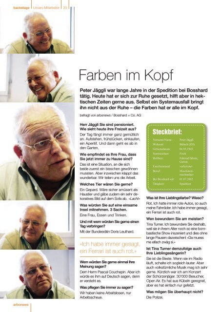 arbonews 2 2010 d (3829 kbyte) - Bosshard Farben + Co. AG