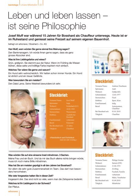 arbonews 2 2010 d (3829 kbyte) - Bosshard Farben + Co. AG