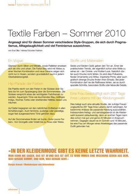 arbonews 2 2010 d (3829 kbyte) - Bosshard Farben + Co. AG