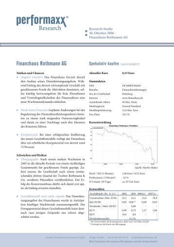 Finanzhaus Rothmann AG - Performaxx Research