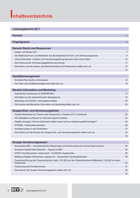 Jahresbericht 2011 - BEV