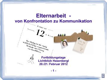 Elternarbeit - von Konfrontation zu Kommunikation