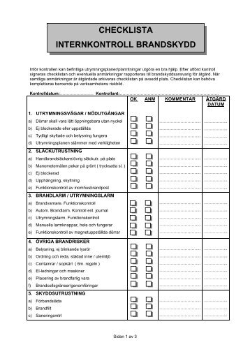 Checklista, systematiskt brandskyddsarbete - Stenungsund