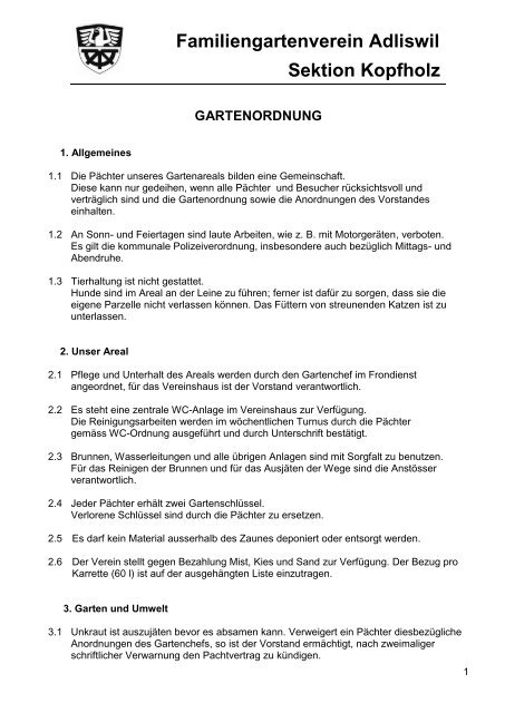 Gartenordnung Der Sektion Kopfholz