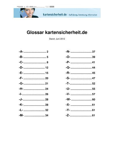 Glossar (Stand: Juni 2012) - Kartensicherheit.de