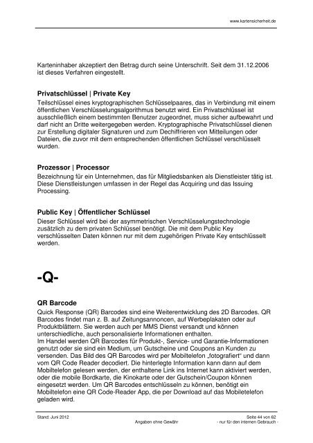 Glossar (Stand: Juni 2012) - Kartensicherheit.de