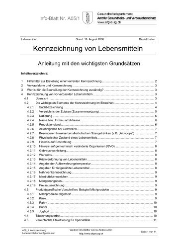 A05/1 Kennzeichnung von Lebensmitteln - Amt für ...