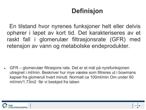 Akutt Nyresvikt og hemodialyse - Intensivt i Oslo