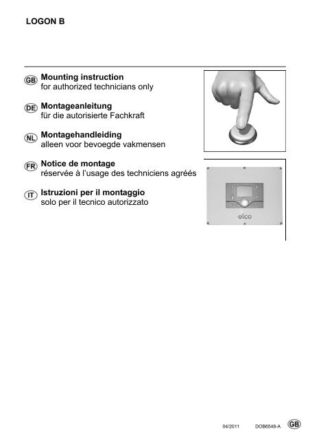 LOGON B Mounting instruction for authorized ... - Ariston Szerviz