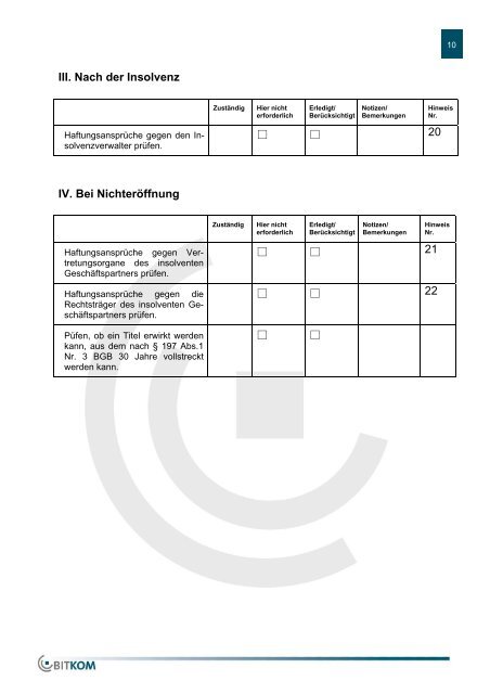 Insolvenz Geschäftspartnern - fückert consult interim