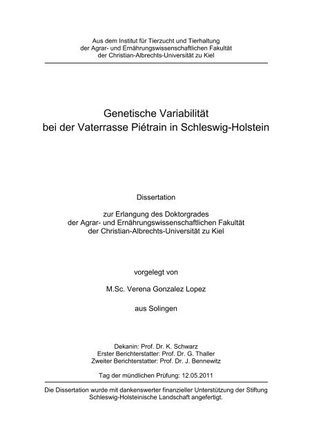 Verena Gonzalez Lopez, 2011 - Institut für Tierzucht und Tierhaltung ...