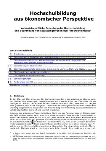 Hochschulbildung aus ökonomischer Perspektive - VSS-UNES-USU