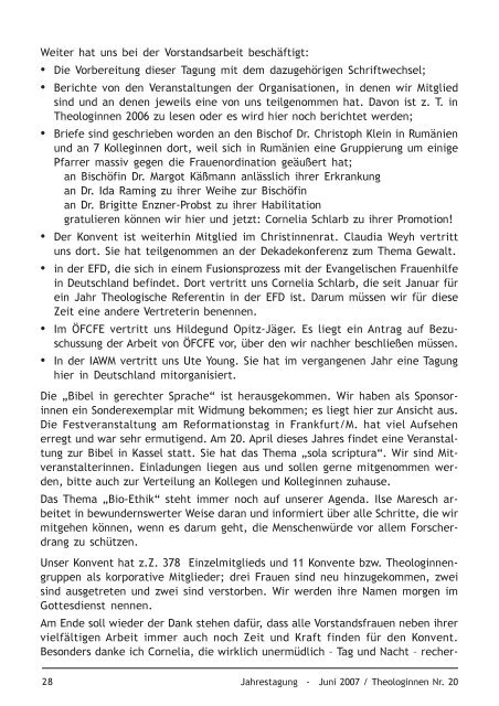 2007 - Konvent Evangelischer Theologinnen