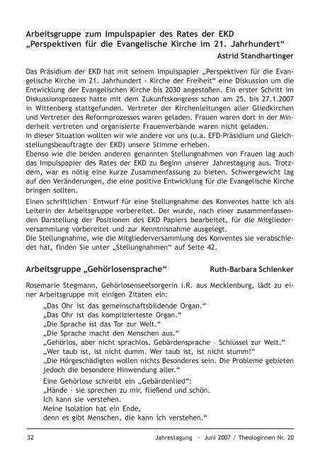 2007 - Konvent Evangelischer Theologinnen