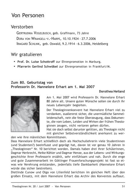 2007 - Konvent Evangelischer Theologinnen