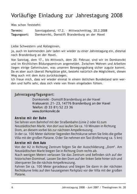 2007 - Konvent Evangelischer Theologinnen