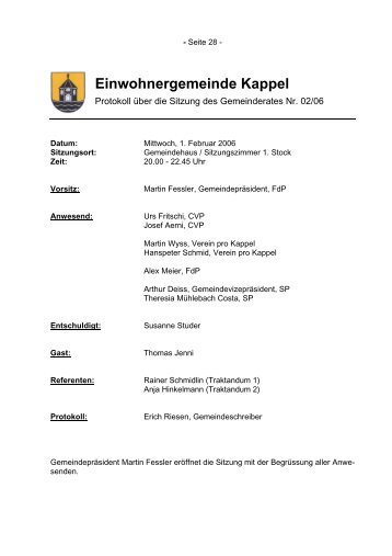 Einwohnergemeinde Kappel - Gemeinden Kappel SO