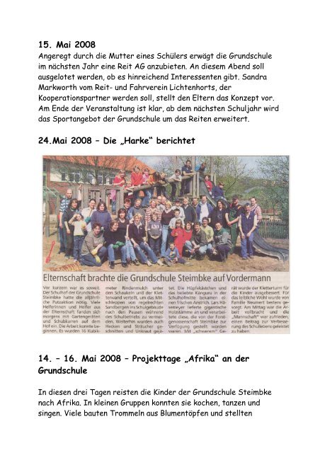 SCHULJAHR : 2007 / 2008 - Grundschule Steimbke