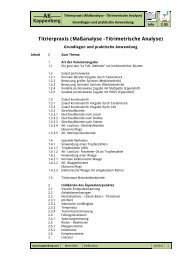 Maßanalyse -Titrimetrische Analyse - AK Kappenberg