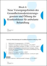 gesetzes und Öffnung der Krankenhäuser für ambulante Behandlung